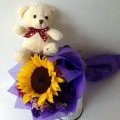 GF0900-soft toy teddy bear in a sunflower